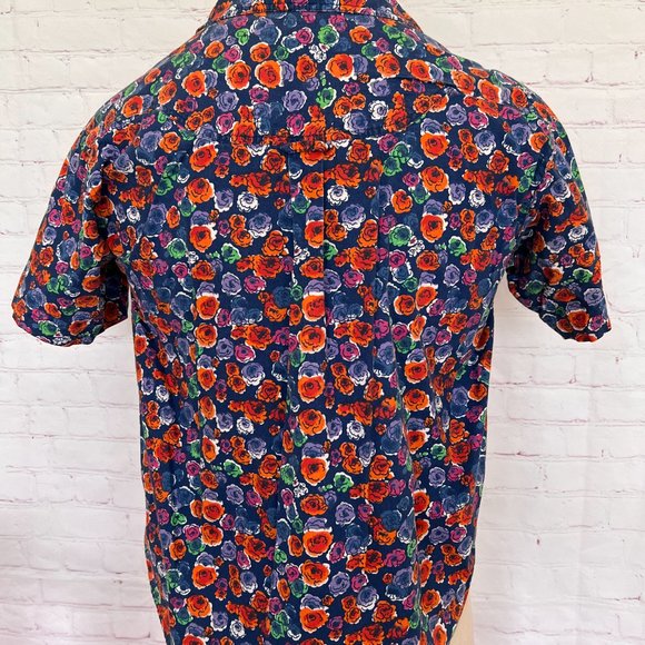 Red Rover Floral Print Short Sleeve Shirt - Size Medium - Picture 5 of 7